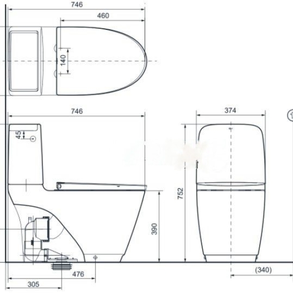 Bồn Cầu INAX ACT-832VN 2 Khối Xả Cảm ứng