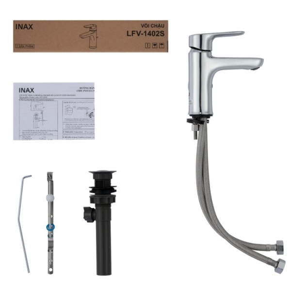 Vòi Chậu Lavabo Inax LFV-1402S Nóng Lạnh kèm Trụ Xả Ty