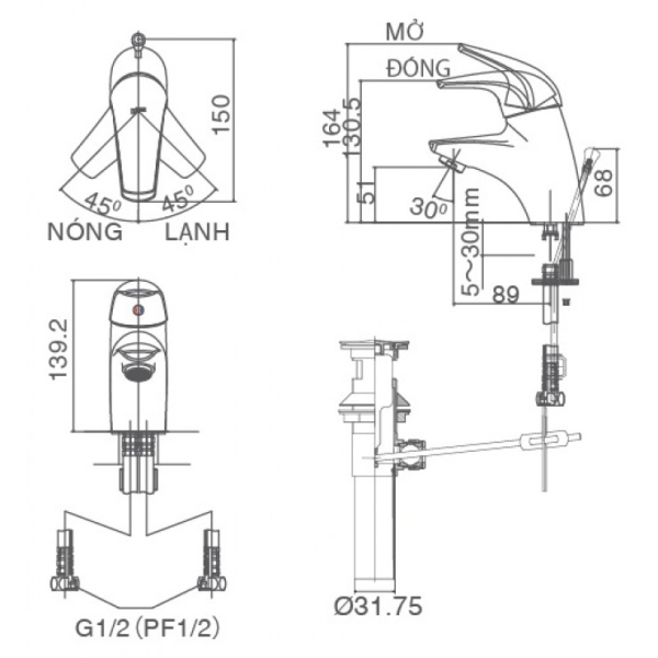 Vòi Chậu Nóng Lạnh Inax LFV-3002S Lavabo
