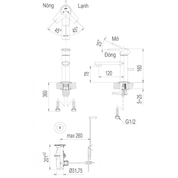 Vòi Lavabo Inax LFV-7102S Nóng Lạnh