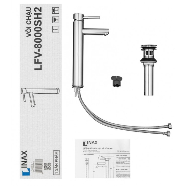 Vòi Lavabo Đặt Bàn Inax LFV-8000SH2 Nóng Lạnh Cổ Cao